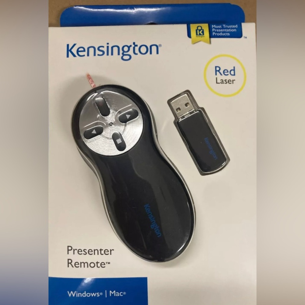 NEW Kensington Wireless Presenter With Red Laser - Nano Receiver Windows/Mac.